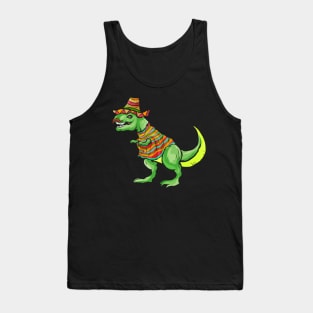 T-Rex Dinosaur With Sombrero And Poncho - Coinco Tank Top